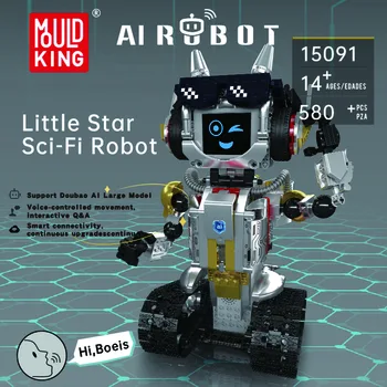 משחק הרכבה רובוט AI חכם עם שליטה קולית ואפליקציה, 580 חלקים – דגם Mould King 15091