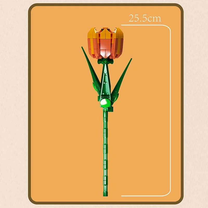 פרח טוליפ דקורטיבי להרכבה, 132 חלקים – דגם Mould King 24013